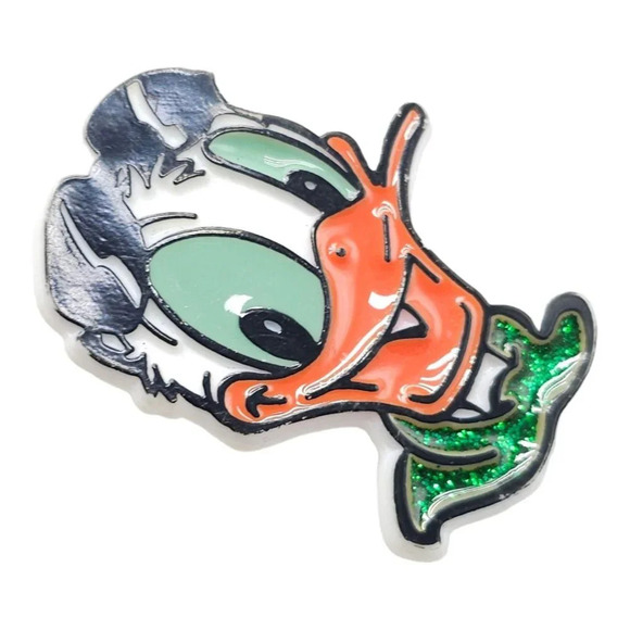 The Walt Disney Donald Duck Plastic Brooch Pin Gold Tone Vintage - Picture 2 of 5